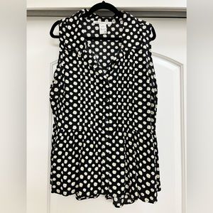 American Rag Floral Button Down Sleeveless Blouse with Slight Peplum